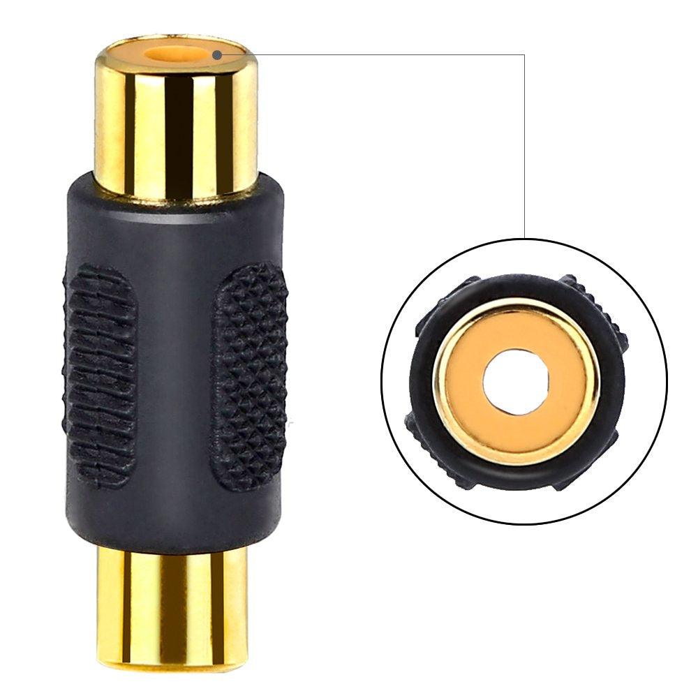 [10 Pack] RCA Female to Female Coupler Audio Video Gold Adapter, for Phono,Speaker,Rca Cable,Amplifier